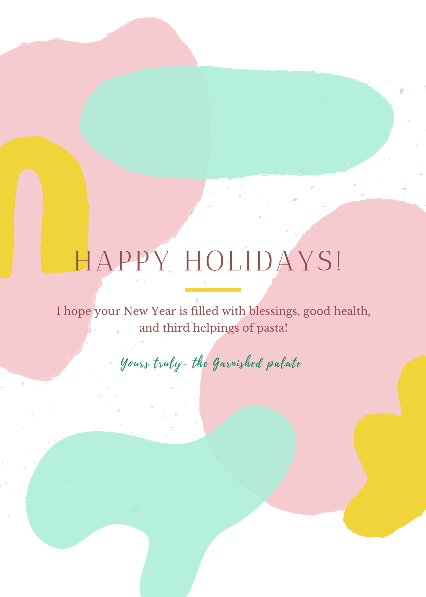 Green and Pink Blob Freeform Abstract Christmas Greeting Card.png